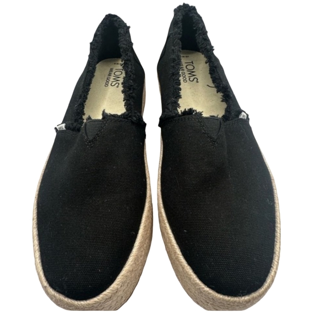 TOMS Valencia Black Canvas Platform Espadrille Slip-On 11 NWOT - Picture 8 of 12